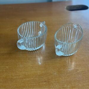 Vintage sawtooth textured sugar bowl &‎ creamer set